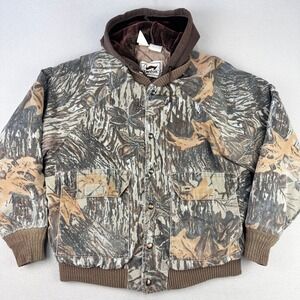 Vintage Duxbak Hunting Jacket Mens XL Realtree Camo Hooded Bomber Outdoor 90s